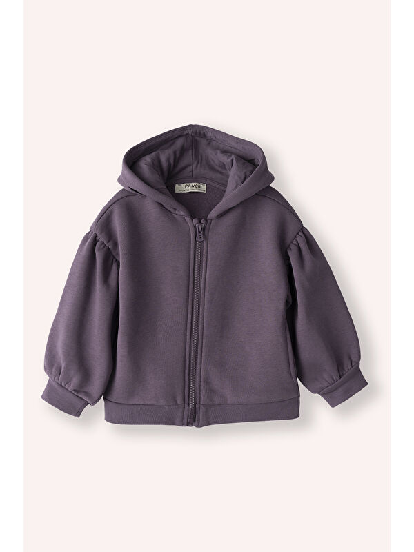 Panço Kız Bebek Fermuarlı Mor Sweatshirt