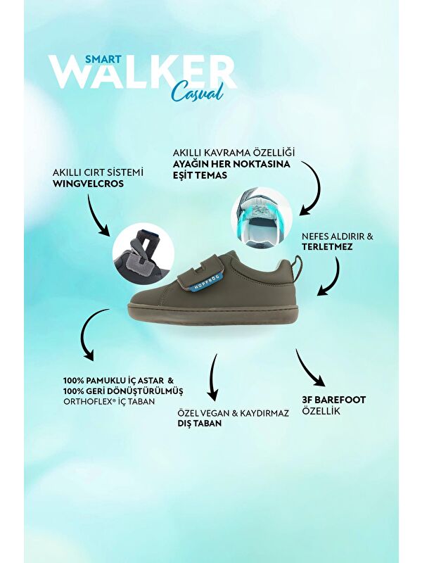 Hopfrög Gri Hopfrög ⁠smart Walker Casual Barefoot Çocuk Ayakkabı