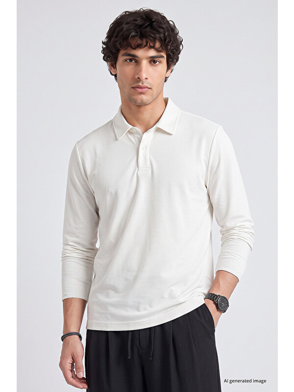 Tommylife Ekru Rahat Form Basic Erkek Polo Yaka T-Shirt - 88512