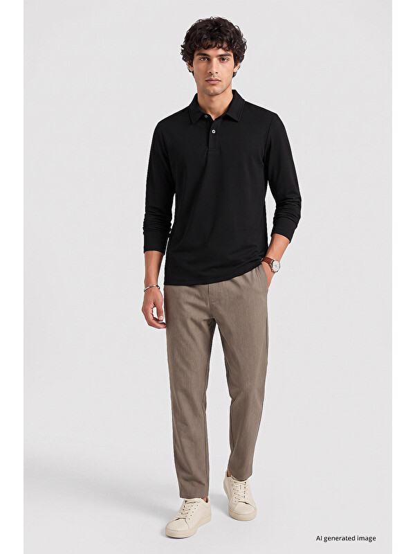 Tommylife Siyah Rahat Form Basic Erkek Polo Yaka T-Shirt - 88512