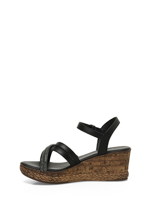 323155.Z 4FX Siyah Kadın Dolgu Topuk Sandalet - Görsel 4