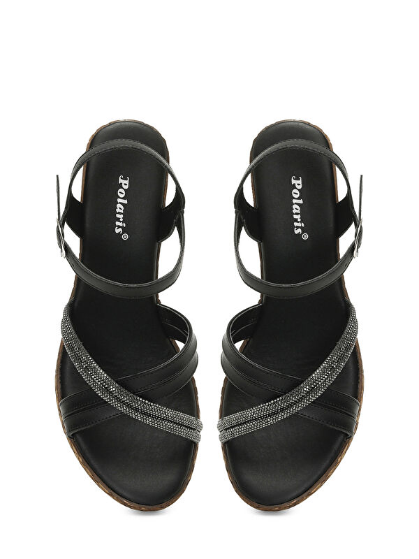 323155.Z 4FX Siyah Kadın Dolgu Topuk Sandalet - Görsel 5