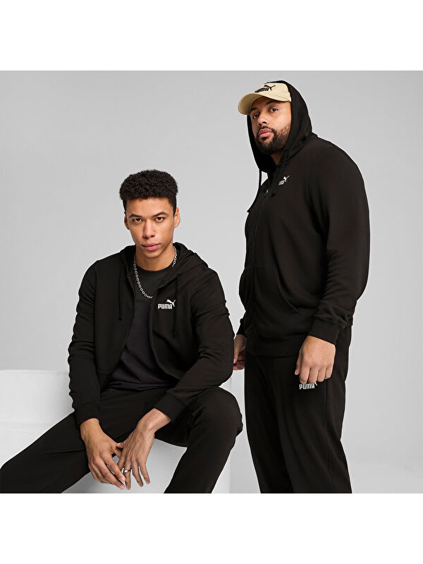 Puma Essentials Siyah Kapüşonlu Erkek Fermuarlı Sweatshirt Hırka