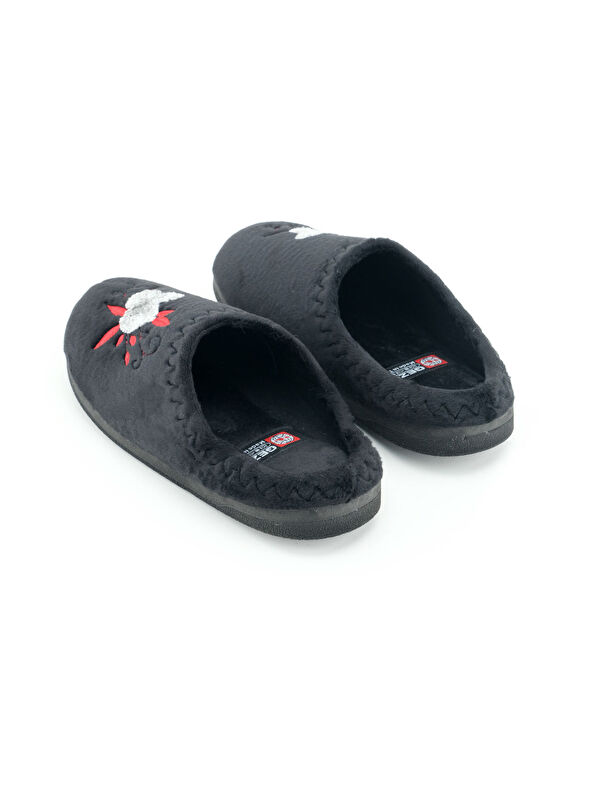 Kadın Kışlık PU Rahat Taban Nakışlı Tasarım Ev Bahçe Terlik - Görsel 5