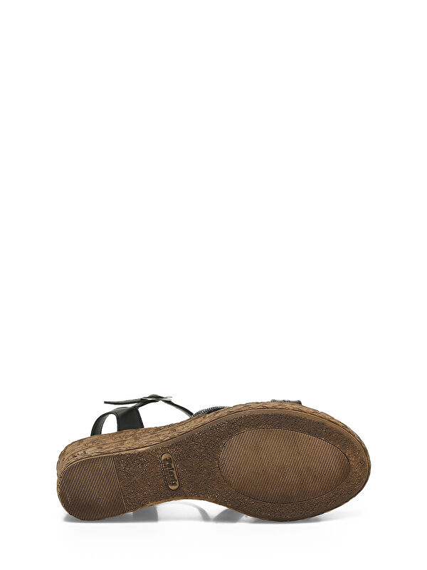 323155.Z 4FX Siyah Kadın Dolgu Topuk Sandalet - Görsel 7