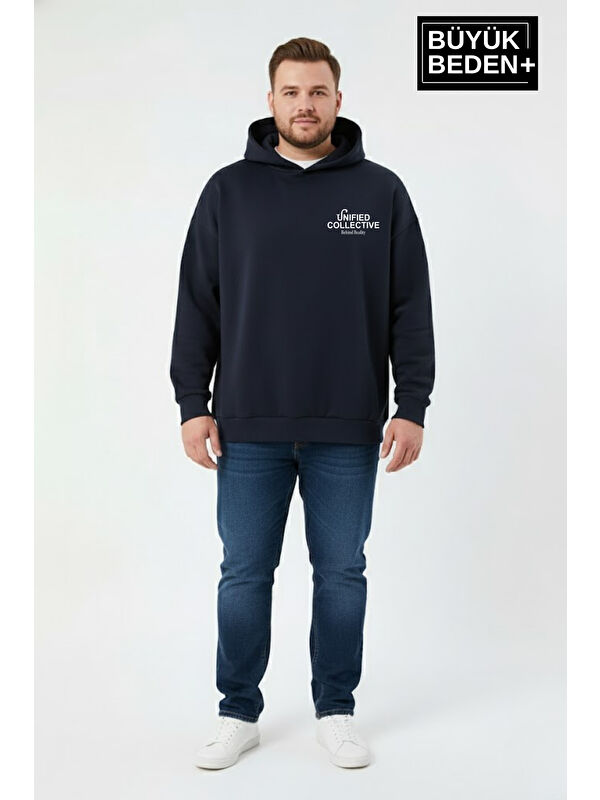 Süperlife Erkek Büyük Beden Hoodie –Rahat Kalıp Konforlu Unified Baskılı Sweatshirt SPR26BSW968