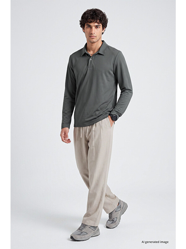 Tommylife Haki Rahat Form Basic Erkek Polo Yaka T-Shirt - 88512