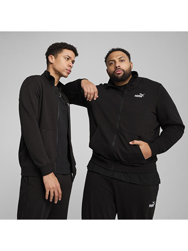 Puma Essentials No 1 Logo Track Siyah Dik Yaka Erkek Fermuarlı Sweatshirt Hırka