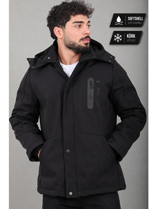 Stilkombin Çift Renk İçi Kürklü Softshell Kışlık Mont PLDP 3041_50525