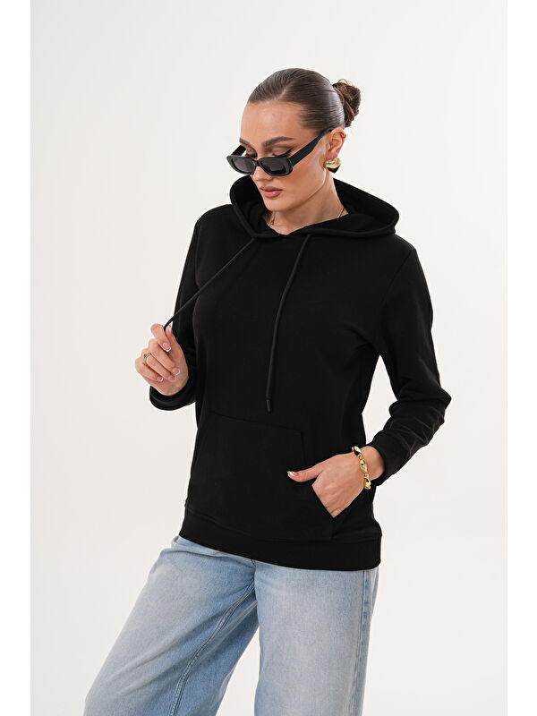 MİSS DÜNYA LİSSA Unisex %100 Pamuk Basic Premium Kapüşonlu Sweatshirt