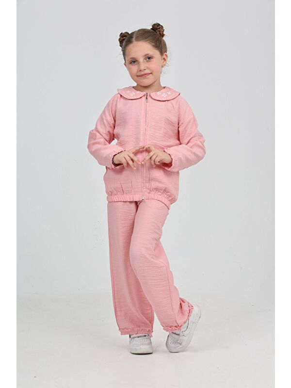 Toontoykids Kız Çocuk Yaka Nakışlı Eşofman Takım