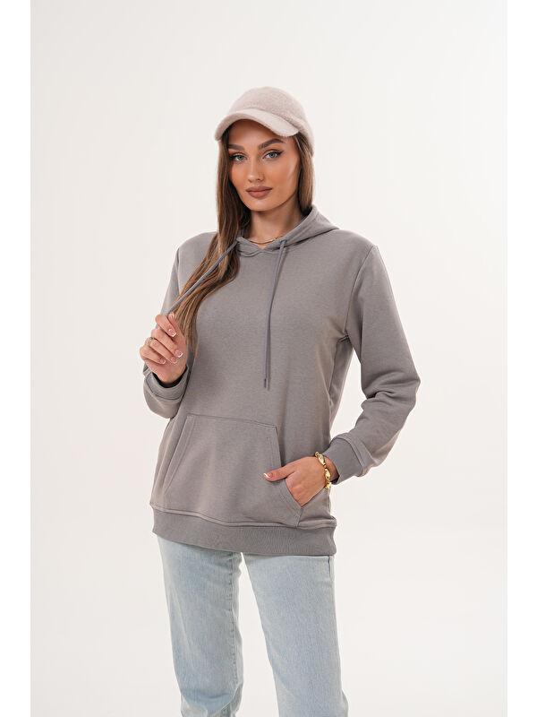 MİSS DÜNYA LİSSA Unisex %100 Pamuk Basic Premium Kapüşonlu Sweatshirt