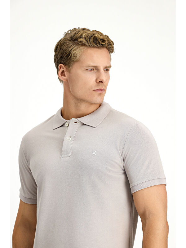 Kiğılı Polo Yaka Slim Fit Dar Kesim Nakışlı Pamuk %100 Pamuk Tişört