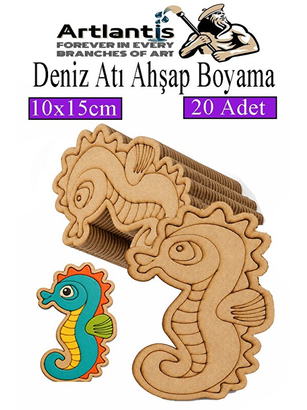 Artlantis Ahşap Boyama Deniz Canlıları 20 Adet 10x15cm Boyama Figürü Etkinlik Çoçuk Gelişim Motor Beceri Kreş