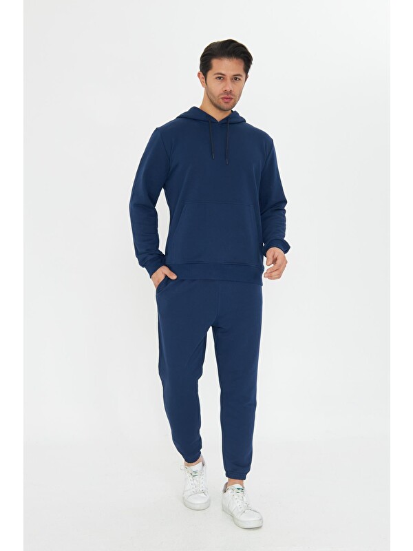 TRENDHILL Şardonsuz 3 Iplik Pamuklu Basic Kapüşonlu Unisex Eşofman Takımı 5737