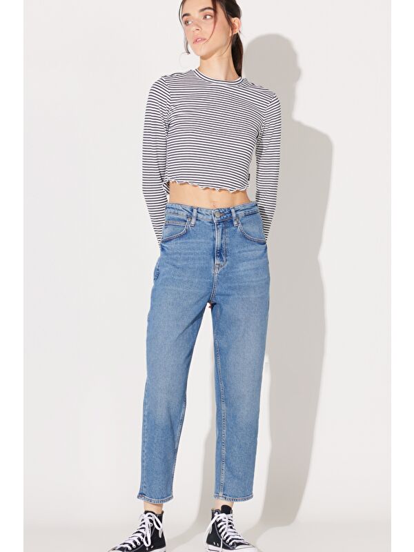 Lee Regular Fit Yüksek Bel Düz Paça Açık Mavi Stella Tapered Esnek Jean Denim Jean Pantolon