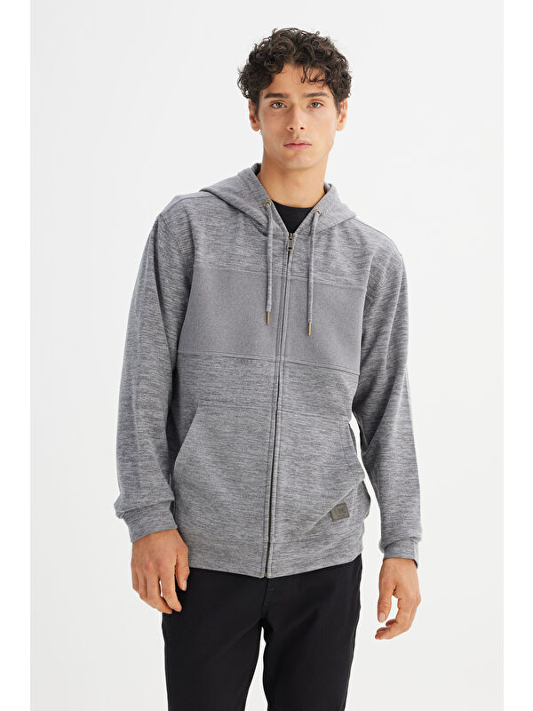 Lee Regular Fit Kapüşonlu Cepli İçi Polarlı Erkek Fermuarlı Sweatshirt Hırka