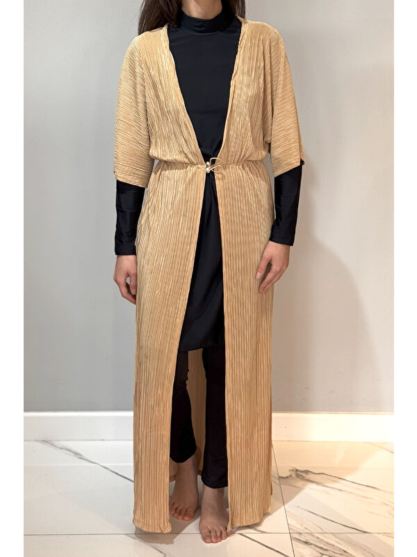 Remsa Mayo Piliseli Kimono Pareo Kaftan Bağlanabilir RPK004 Bej