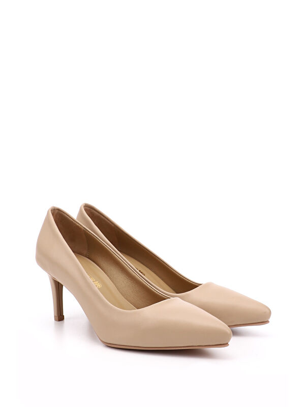 Kadın AÇIK NUDE Sivri Burun İnce Topuklu Hakiki Deri Stiletto - Görsel 3