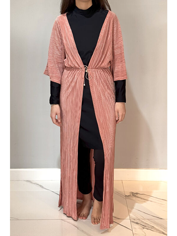Remsa Mayo Piliseli Kimono Pareo Kaftan Bağlanabilir RPK004 Pudra