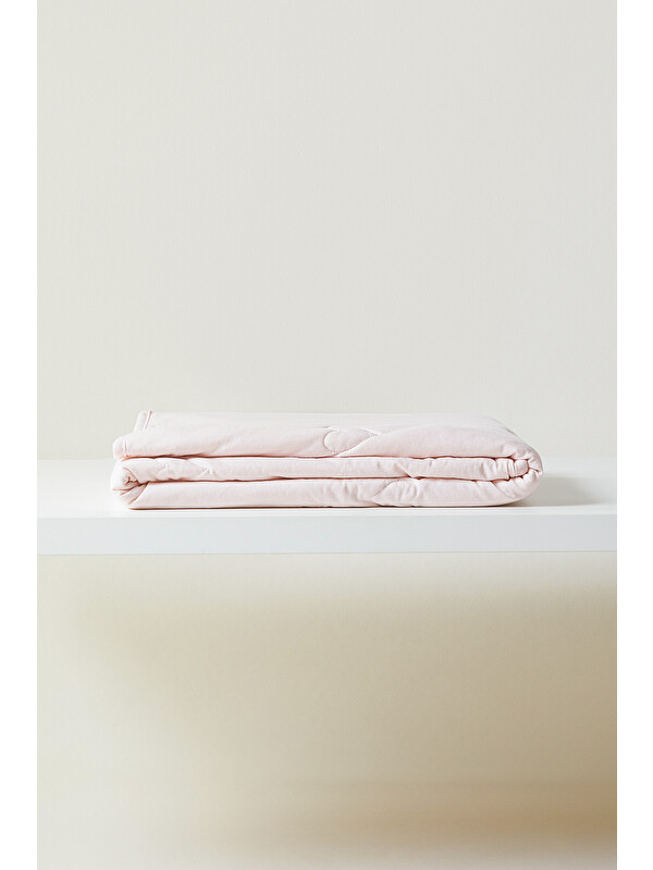 Ocean Home Textile %100 Pamuk Penye Pembe Kalp Nakışlı Bebek Çok Amaçlı Örtü 90 x 120 cm