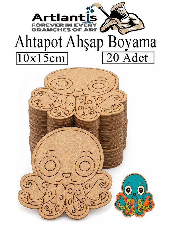 Artlantis Ahşap Boyama Deniz Canlıları 20 Adet 10x15cm Boyama Figürü Etkinlik Çoçuk Gelişim Motor Beceri Kreş