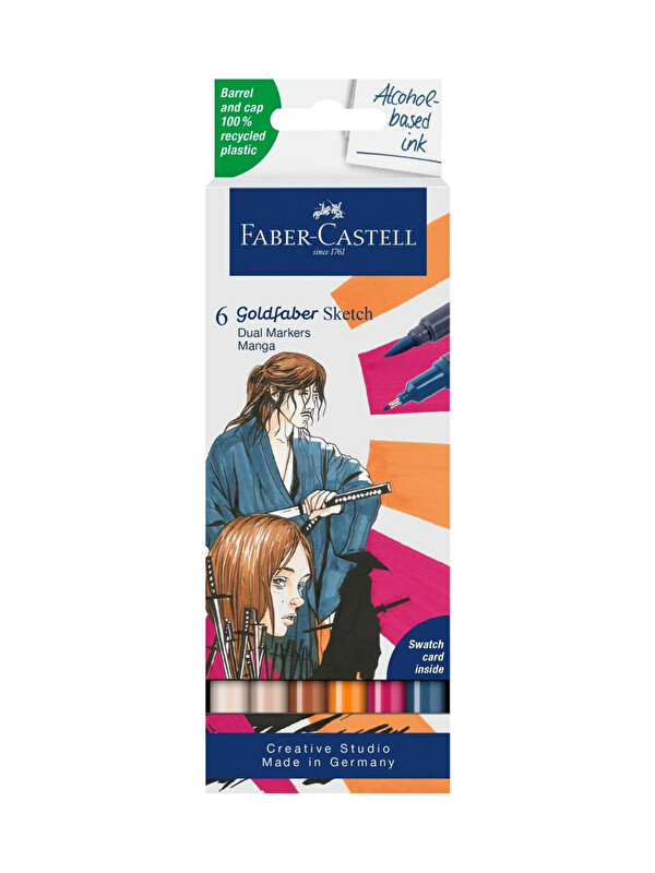 Faber-Castell FC Gofa Sketch Markör Manga 6'lı Set, Çift Fineliner Uçlu, Alkol Bazlı