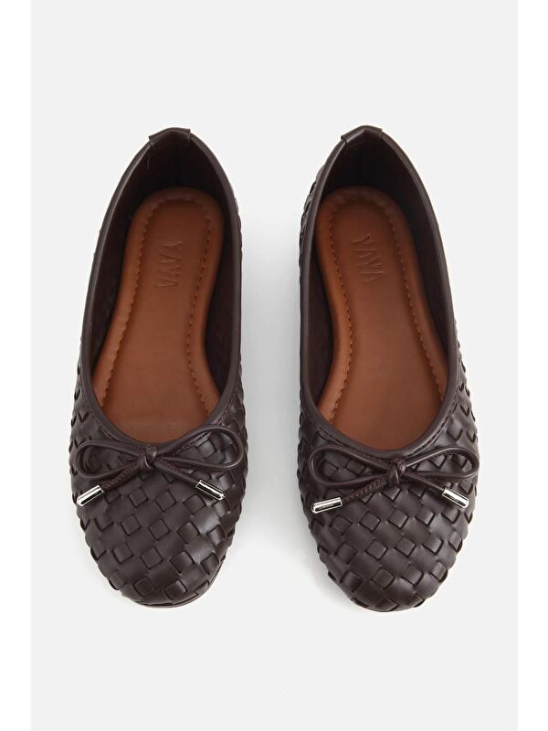 Yaya By Hotiç Kahverengi Yaya By Hotiç Yaya By Kadın Örgü Detaylı Günlük Düz Babet