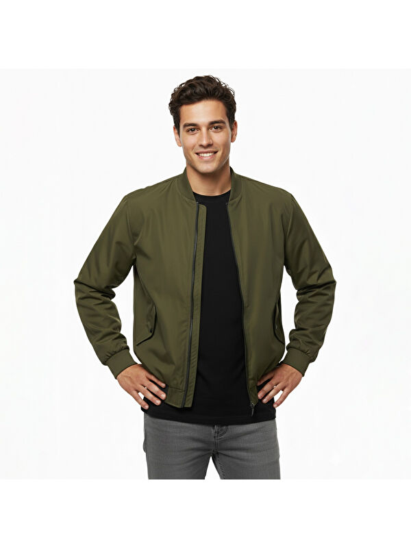 Only&Sons Russel Padded Bomber Erkek Haki Dik Yaka Ceket