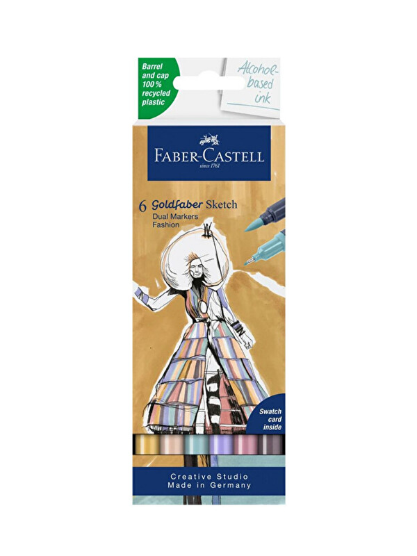 Faber-Castell Goldfaber Sketch Marker Fashion 6'lı Set,Çift Fineliner Uçlu