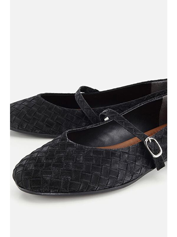 Yaya By Hotiç Siyah Yaya By Hotiç Yaya By Kadın Örgü Detaylı Günlük Düz Tabanlı Babet