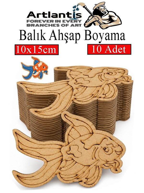Artlantis Ahşap Boyama Deniz Canlıları 10 Adet 10x15cm Boyama Figürü Etkinlik Çoçuk Gelişim Motor Beceri Kreş