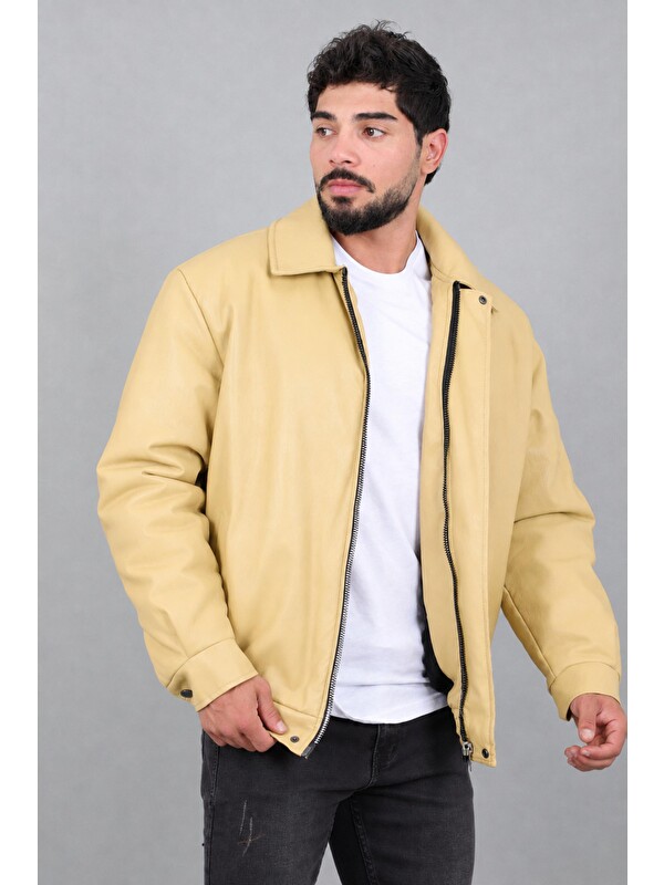 Stilkombin Kışlık Dolumlu İçi Kürklü Oversize Suni Deri Mont KMD_50502