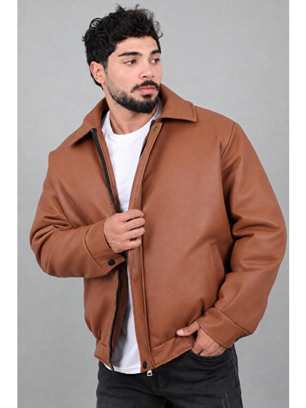 Stilkombin Kışlık Dolumlu İçi Kürklü Oversize Suni Deri Mont KMD_50502