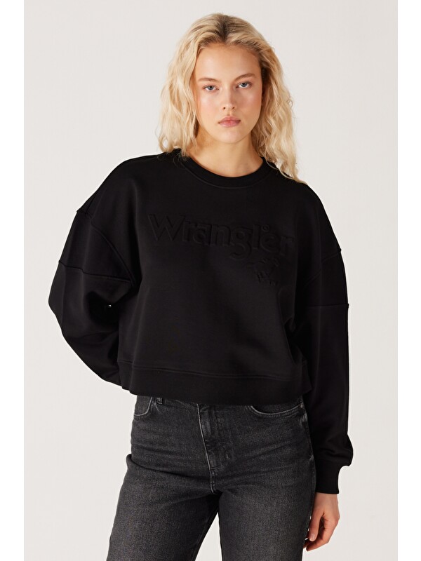 Wrangler Relaxed Fit Geniş Kesim %100 Pamuk Siyah Sweatshirt