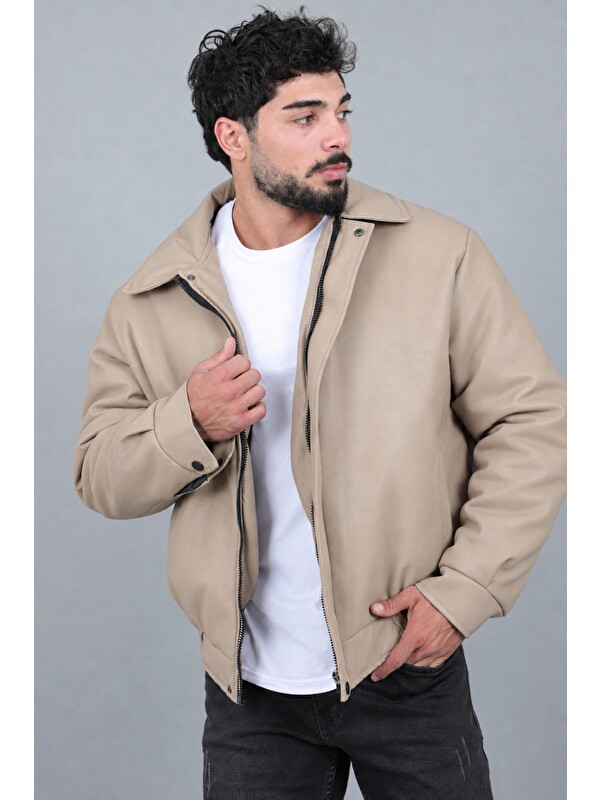 Stilkombin Kışlık Dolumlu İçi Kürklü Oversize Suni Deri Mont KMD_50502