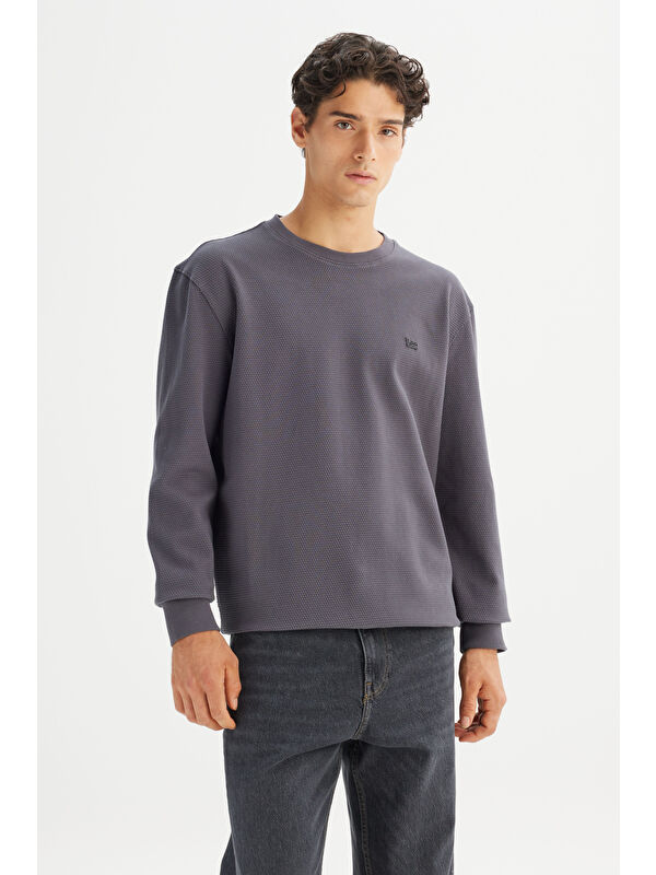 Lee %100 Pamuk Regular Fit Bisiklet Yaka Logo Detaylı Sweatshirt