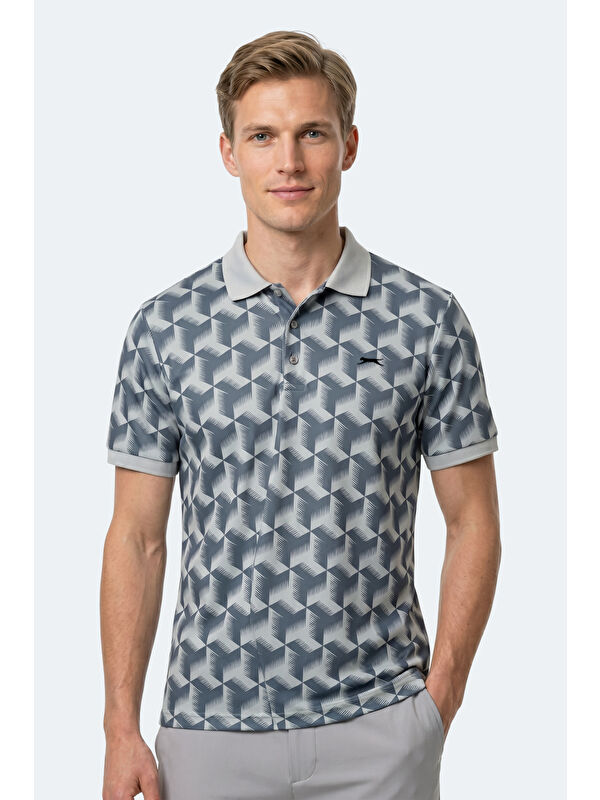 SLAZENGER Polo Yaka Gri Tişört