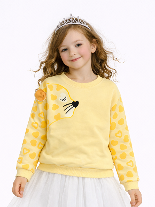 Casabony Sarı Leopar Kız Çocuk Sweatshirt