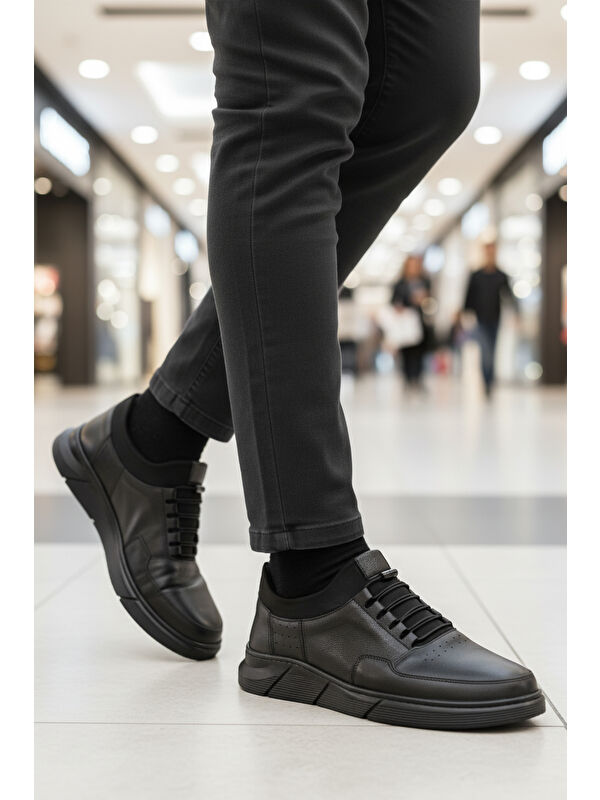 Ayakmod Siyah Ayakmod Nubuk Hakiki Deri Lastik Bağcıklı Erkek Casual Ayakkabı 137 M