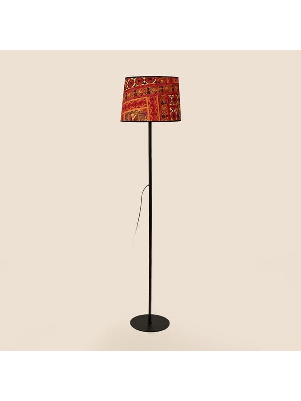 Evidea Lighting Metal Ayaklı Desenli Kumaş Başlık Lambader - Renkli - 150 cm