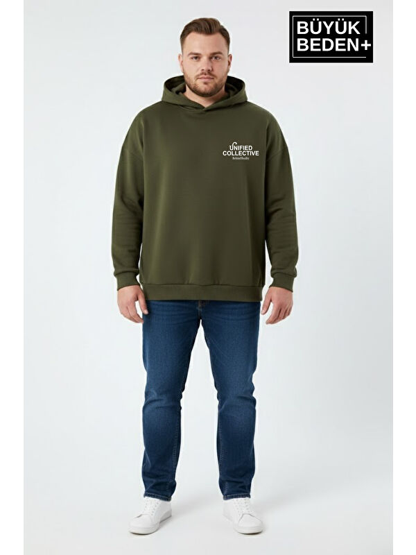 Süperlife Erkek Büyük Beden Hoodie –Rahat Kalıp Konforlu Unified Baskılı Sweatshirt SPR26BSW968