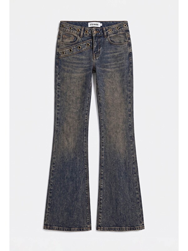 It's Basic Kadın Tint 4w6-9 Flare Fit Komfort Kumaş Tasarım Denim Jean