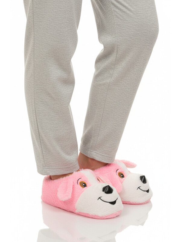 Ayakmod Pembe Köpek Desenli Unisex Panduf 26K001