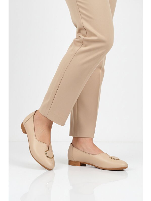 Ayakmod Bej Ayakmod Hakiki Deri Kadın Casual Ayakkabı 618 Z