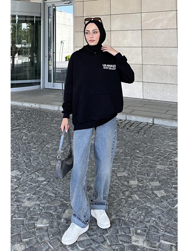 Lamelif Los Angeles Baskı Detaylı  Sweat Siyah