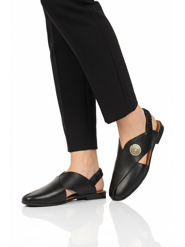 Ayakmod Siyah Ayakmod Hakiki Deri Kadın Sandalet 604 Z