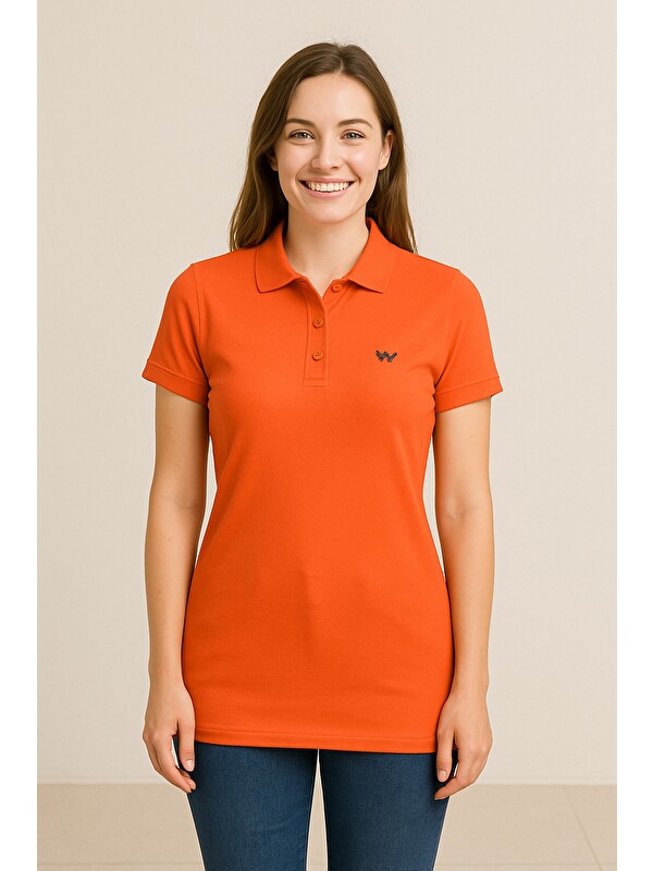 Comstar Kadın Kısa Kollu Slim Fit Basic Polo Yaka Tişört