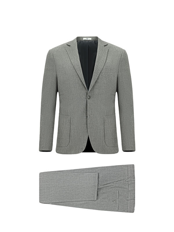 Kiğılı Super Slim Fit Ekstra Dar Kesim Keten Karışımlı Spor Takım Elbise