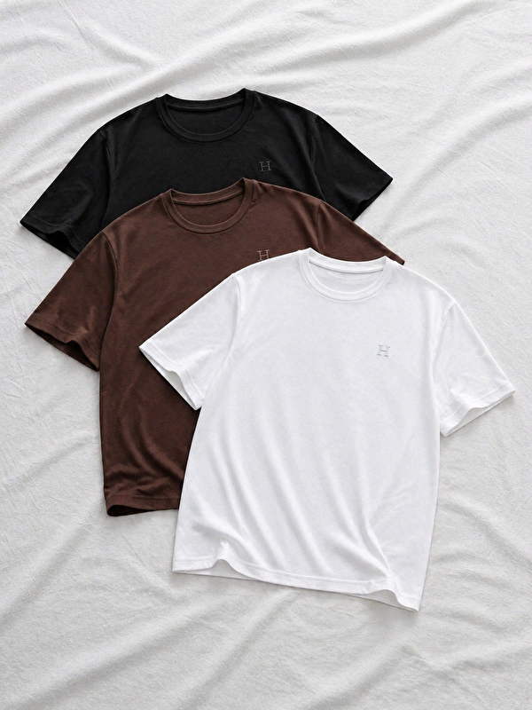 Comstar 3 Adet Erkek Yazlık Baskılı Slim Fit Kısa Kollu Tişört